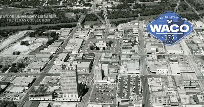 Aerial view of Downtown Waco in 1965