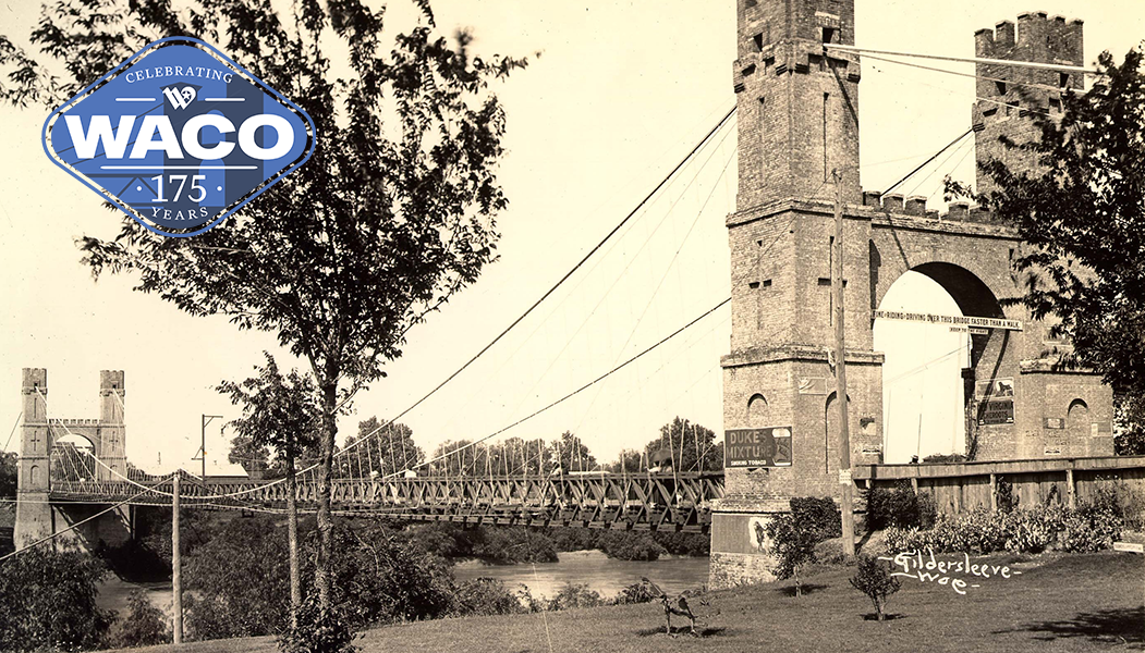 Sepia photo of the Suspension Bridge.