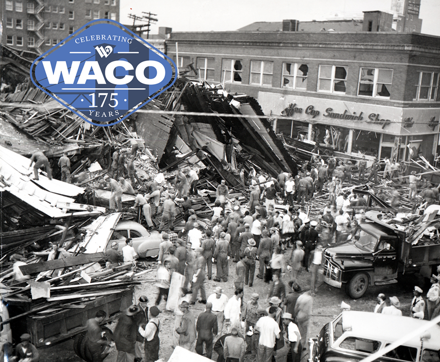 People gathered in the aftermath of 1953 Waco Tornado