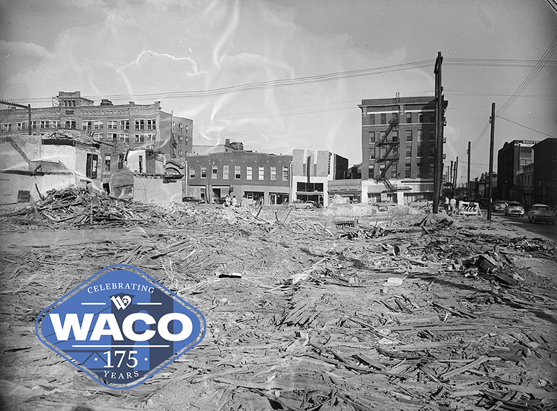 Downtown Waco square in the aftermath of 1953 tornado
